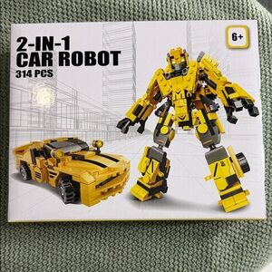 2-in-1 Yellow Car Robot Building Set